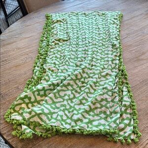 Roberta Roller Rabbit Green and White 76” Long Patterned Scarf